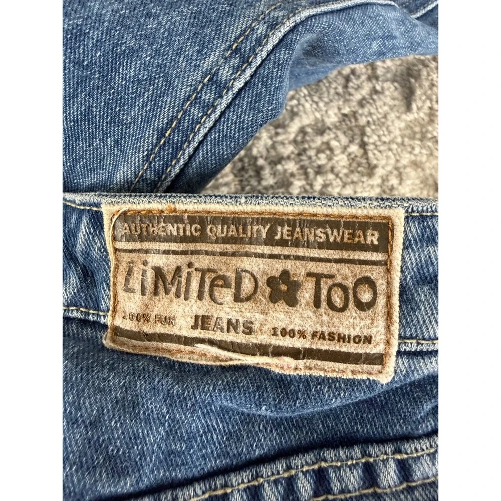 Limited Too Size 14 High Rise Sailor Button Flare Leg Y2K Denim Jeans Blue Women